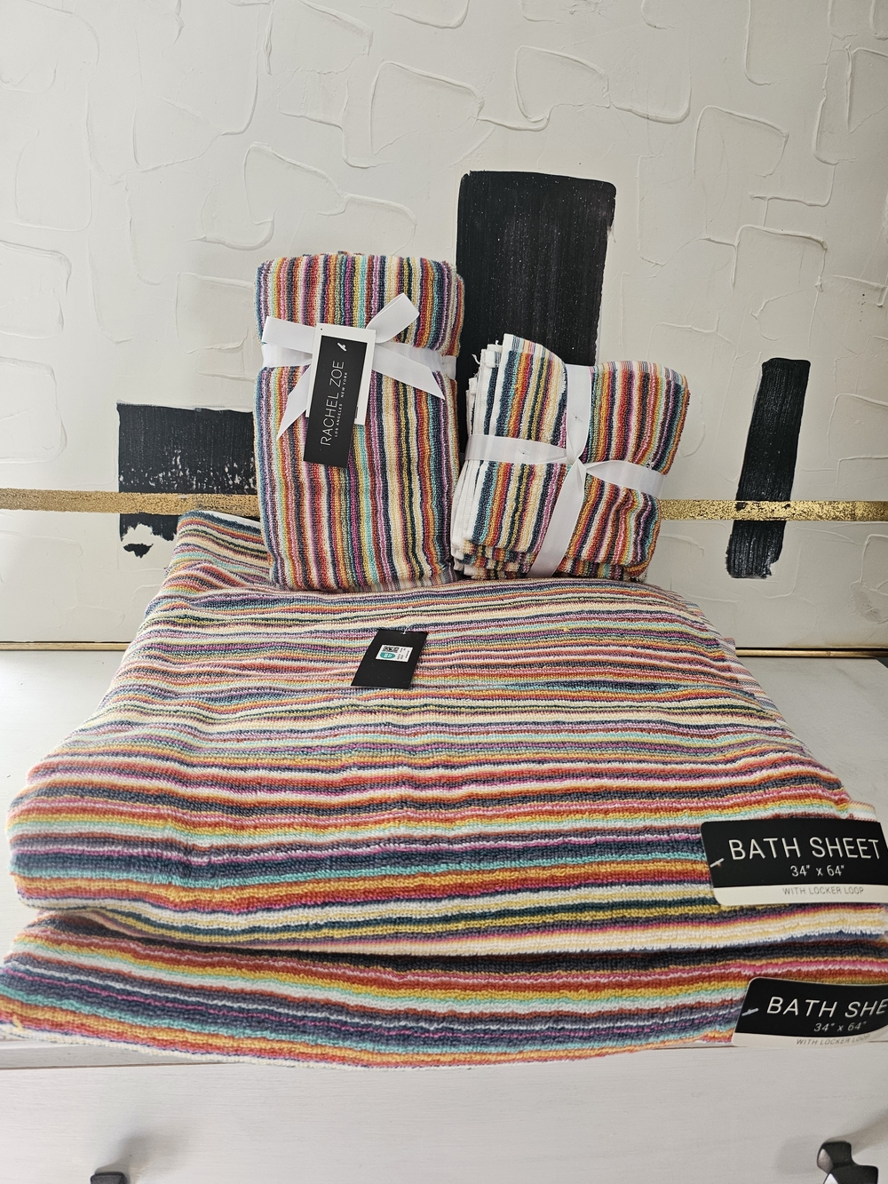 Rachel Zoe Multicolor Striped Bath Sheet Set Of 9 Please No Offers